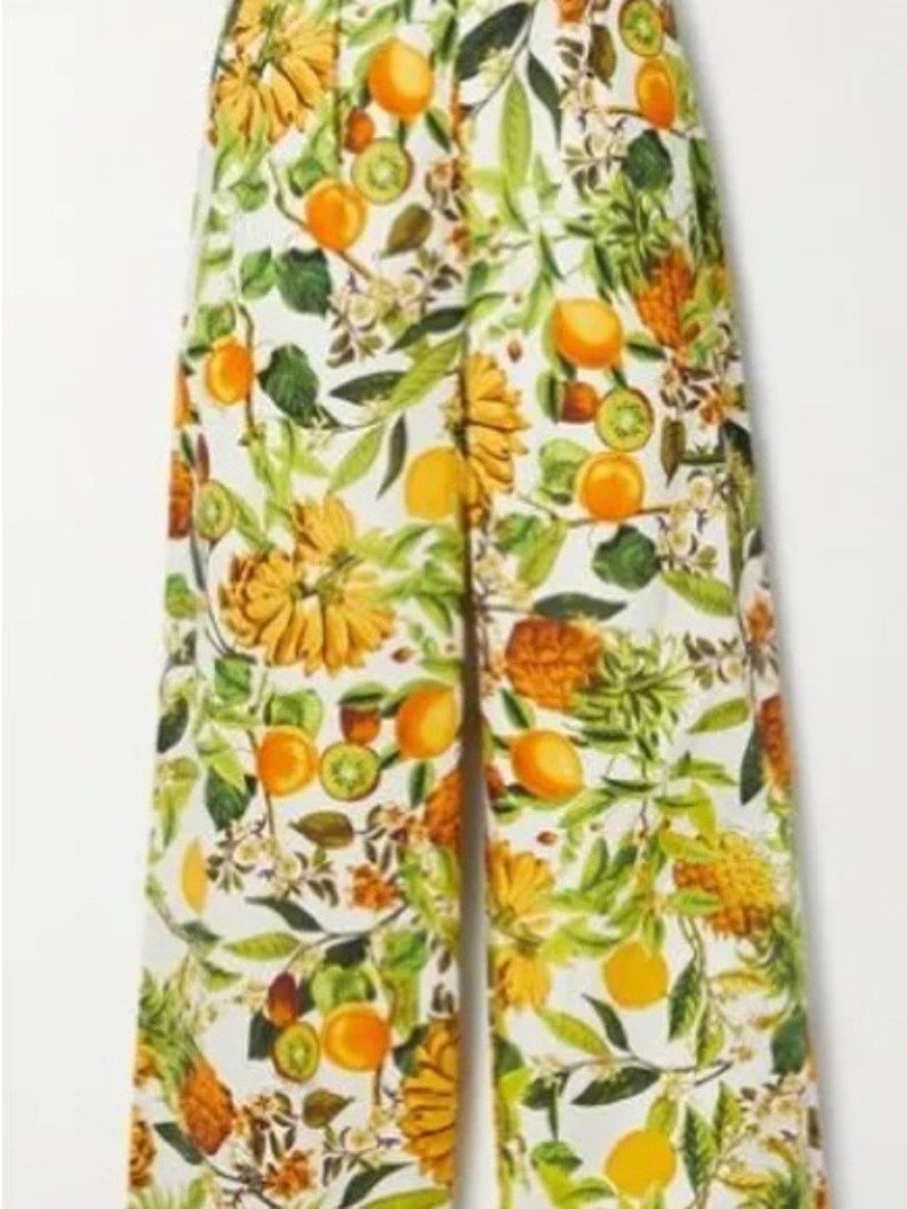 Cara Cara White Tropical Fruit Print Trousers